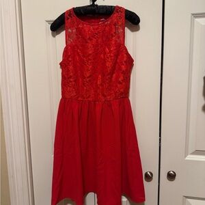 Speeckless Girls Small Red Sleeveless Lace Top Dress Zip Back
